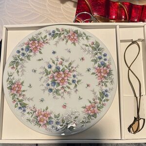 Andrea By Sadek Floral Porcelain Plate with Pink and Blue Accents